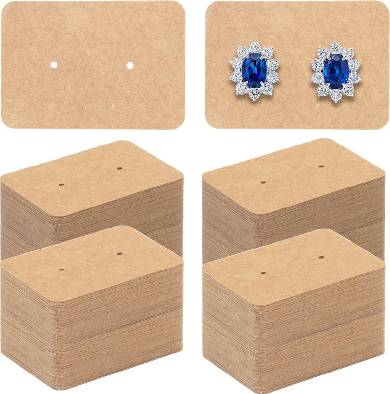 fuceury Earring Card Holder - 300 PCS Earring Display Holder Cards, 1.1"x1.6" Blank Paper Cards with 2 Holes, Earring Display Cards for Selling Earrings Necklace Jewelry DIY Crafts (Brown) - Image 1
